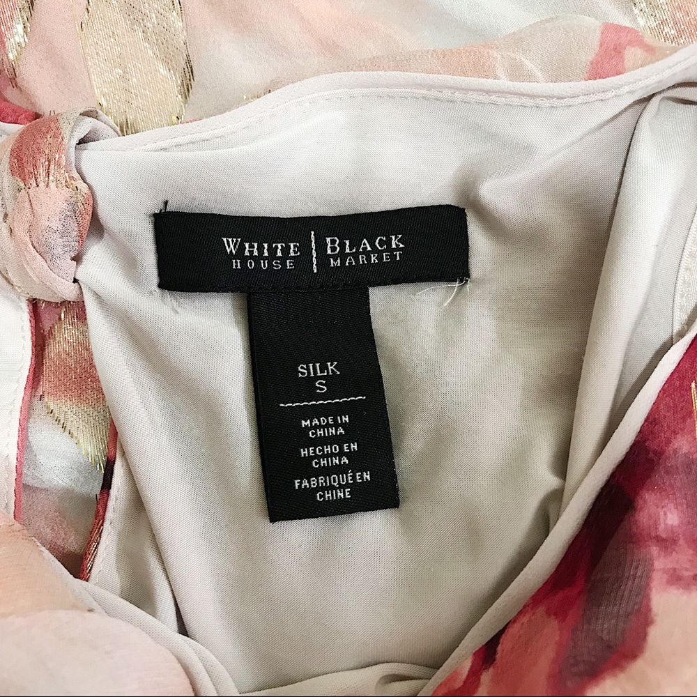 White House Black Market Pink Floral Silk Blouse - Picture 5 of 5